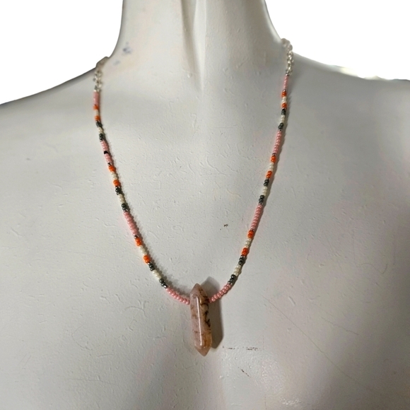 NWT Handmade Boho Necklace featuring a Quartz pendant. - Picture 2 of 5